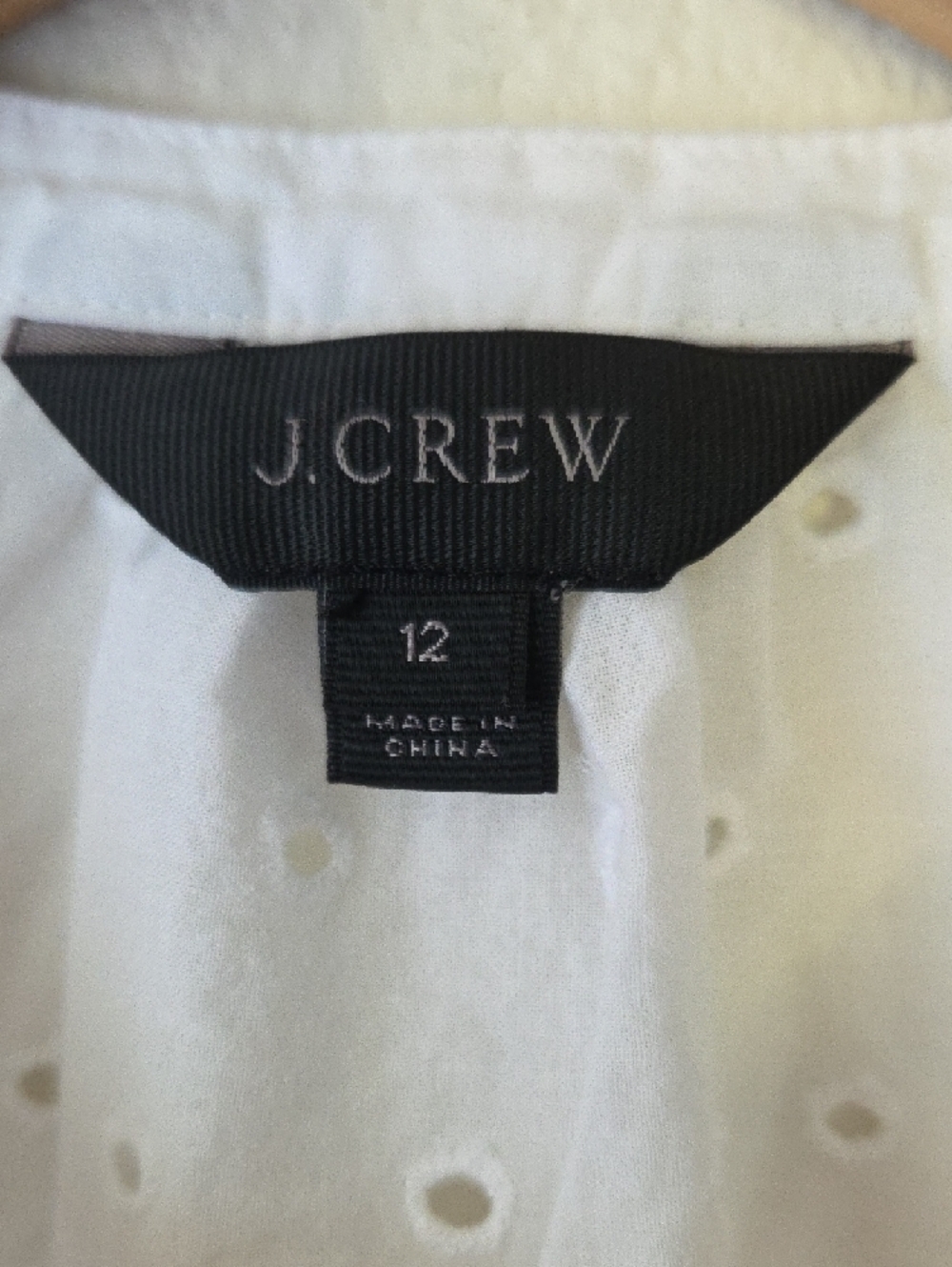 J. Crew White Eyelet Lace Trim Button Front Blouse 100% Cotton Sz 12 - Picture 2 of 13
